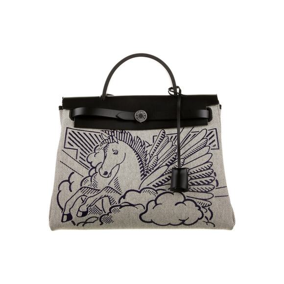 Hermès 2021 Pegase Pop Herbag Zip 31 Canvas- Ecru/Black - Picture 1 of 5